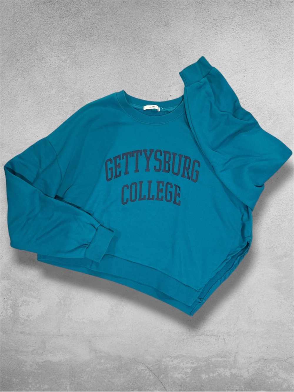 ME.U ME.U Gettysburg College Teal Oversized Cropped Sweatshirt Size OS
